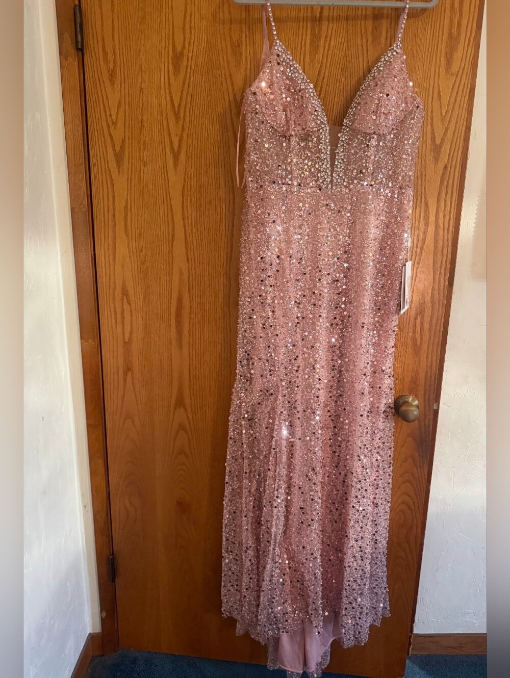 Mac Duggal Rose Pink Sequin Dress 68175 Sz 14